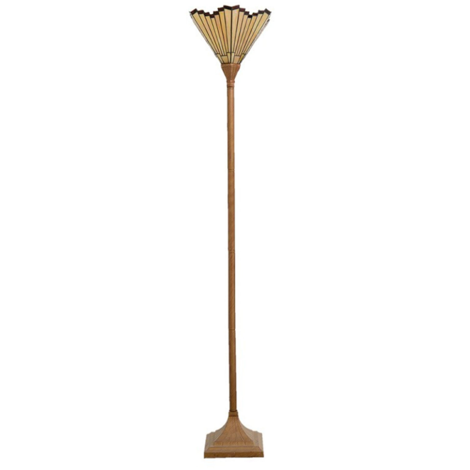 Lampadaire rétro en métal doré et abat-jour verre polyrésine 37x37x183cm