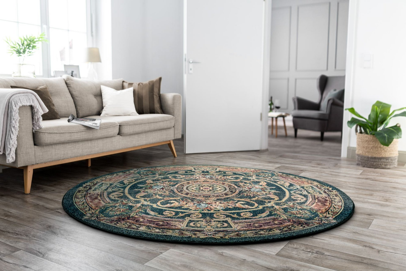 Tapis Gabiro Medaillon, tissé, rond