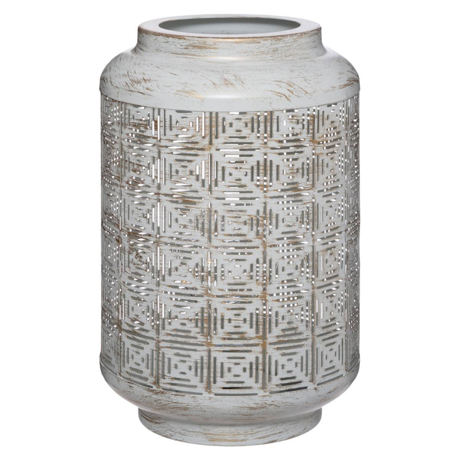 Lampe LED métal motifs ajourés nomade