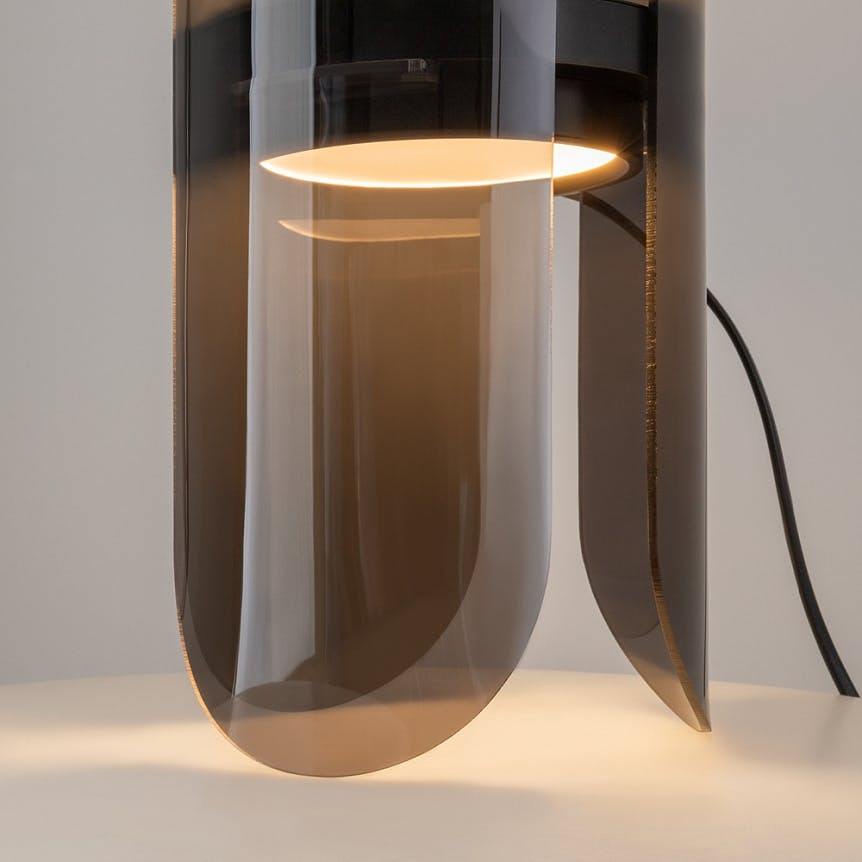 Lampe de chevet moderne en verre fumé – forme corolle ELY
