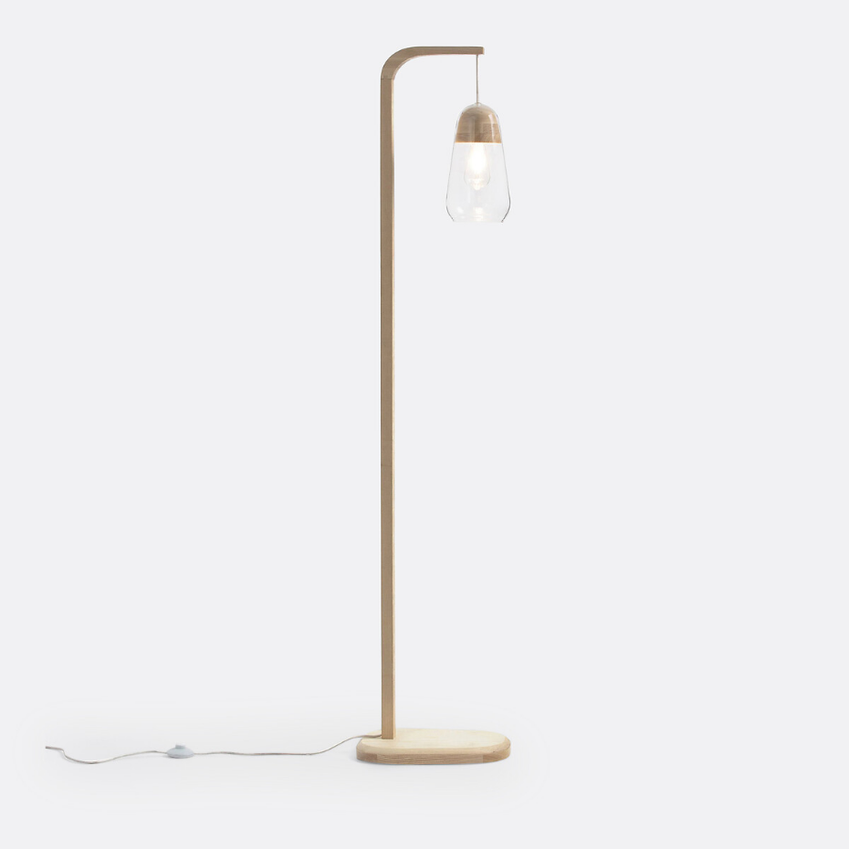 Lampadaire verre et bois Nasoa
