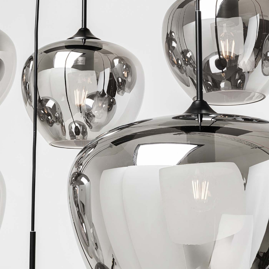 Suspension en verre et acier 10 abat-jours, SPHERE