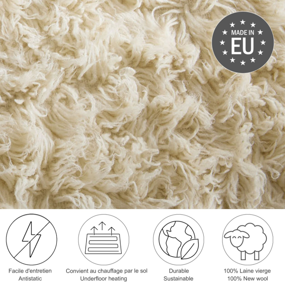 Tapis grec original flokati en laine tissé main - Flokos 1250