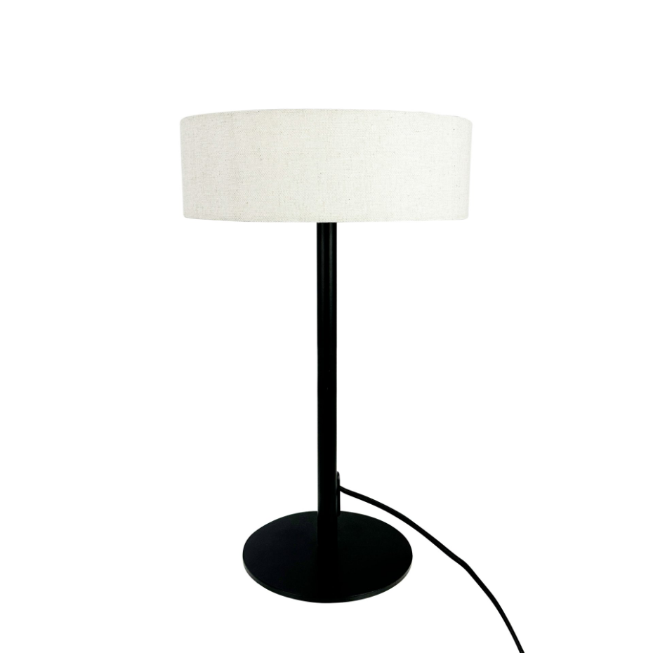 Lampe à poser en métal et tissu Noir/Blanc Calix