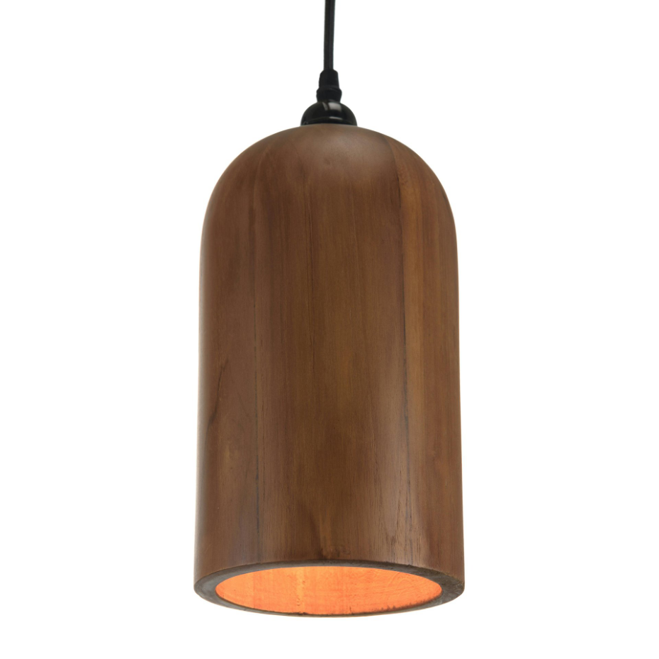 Suspension forme allongée 15x15cm en bois de teck recyclé FOLELLI