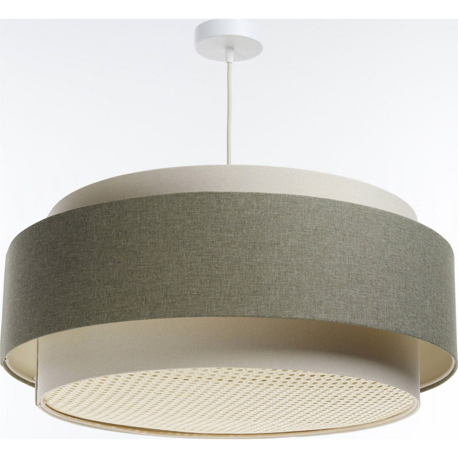 Suspension ronde en tissu et rotin Boho Elegant
