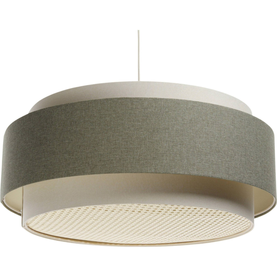 Suspension ronde en tissu et rotin Boho Elegant