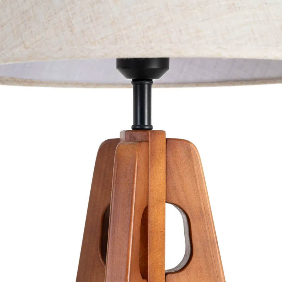 Lampe à poser classique bois et abat-jour beige 35x35x54cm