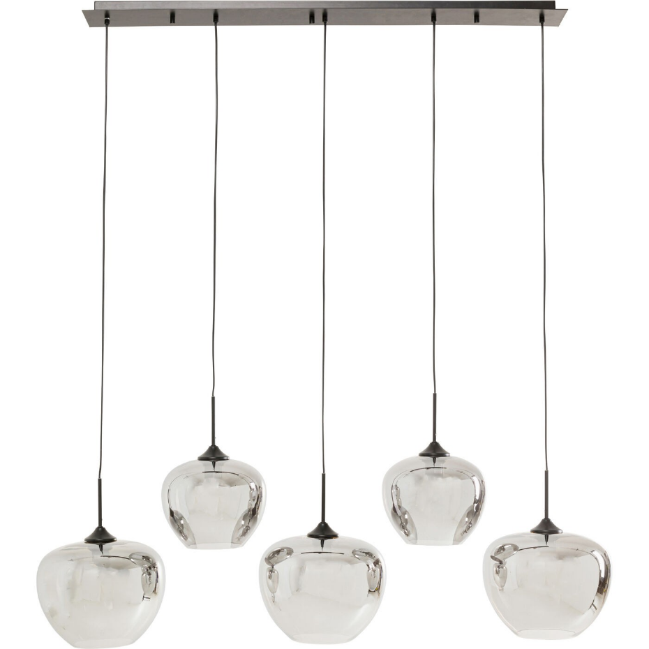 Suspension en verre et acier 5 abat-jours, SPHERE