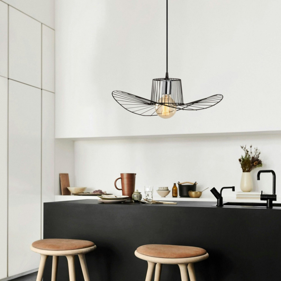 Suspension design noire métal filaire forme ondulée SINOP