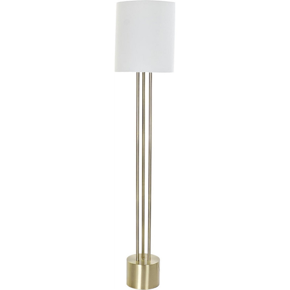 Lampadaire en métal doré et abat-jour en lin