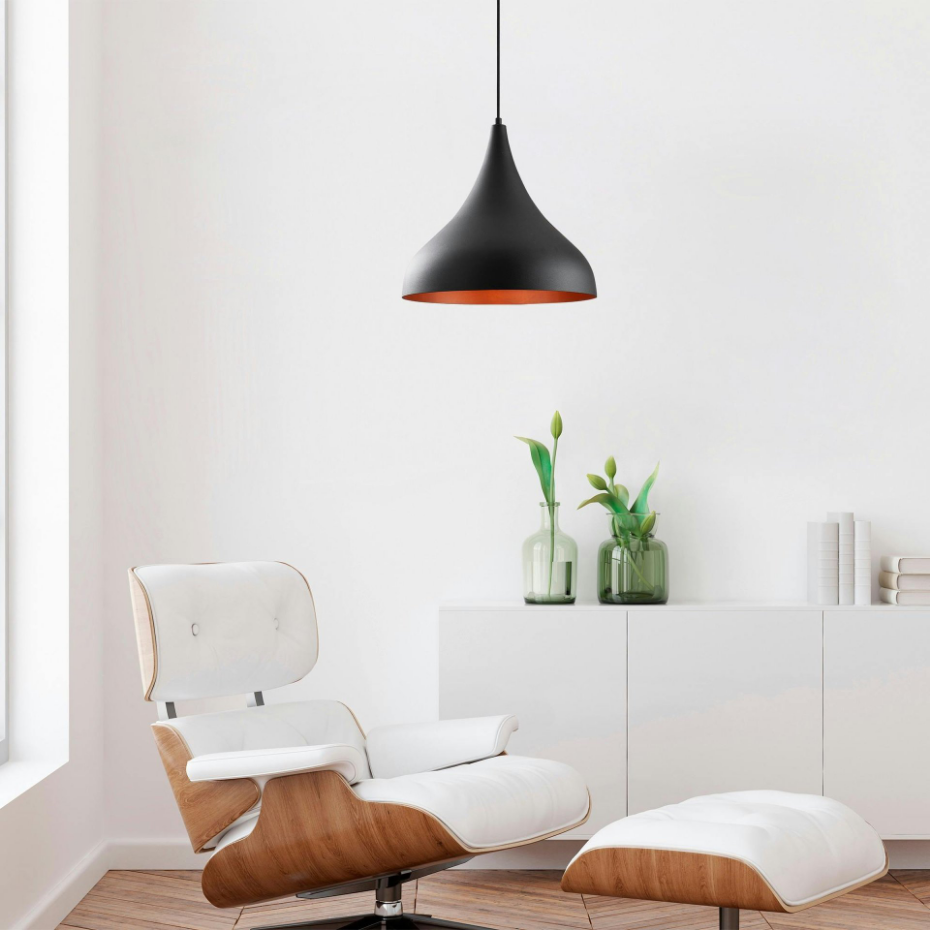 Suspension noire brossée – intérieur brun doré, 41 cm SILE