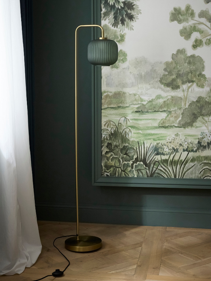 Lampadaire Arsène en métal et verre strié