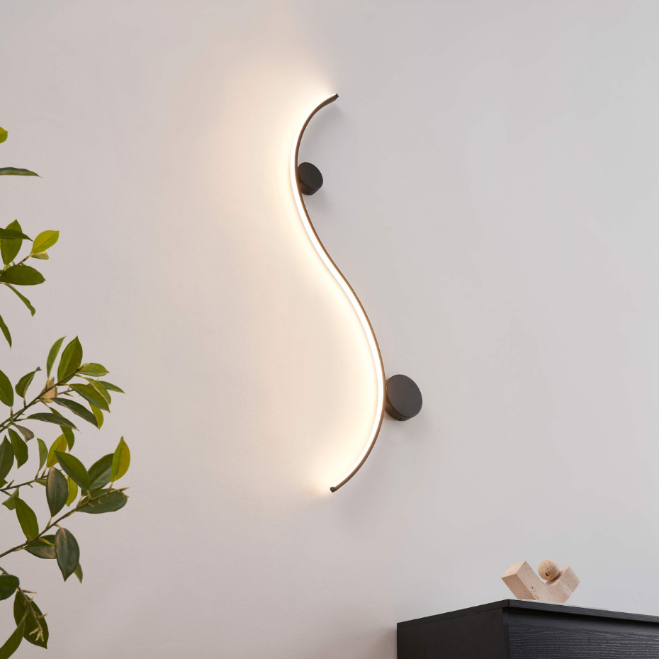 Applique LED noire vague - CURVA