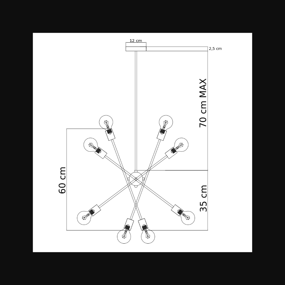 Suspension dorée à 8 lumières - SAGITTA