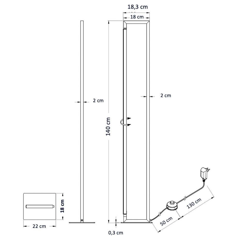 Lampadaire LED épuré en aluminium - LAKA