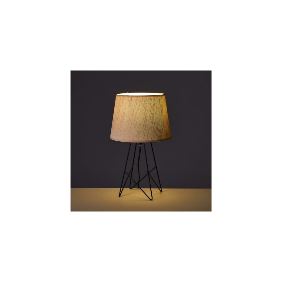 Lampe à poser métal noir et abat-jour blanc - 23x23x38.5cm