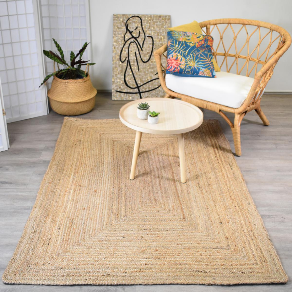 Tapis en jute fait à la main motif uni NATURE