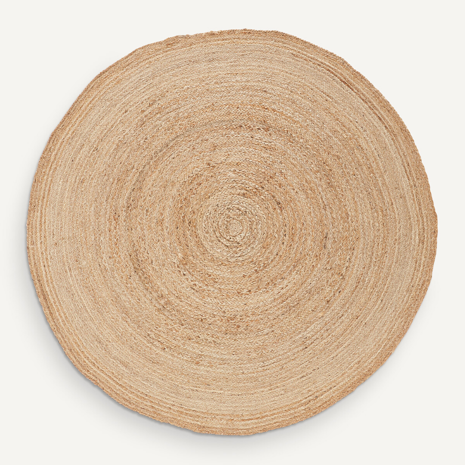 Tapis rond Ø160 cm en jute, tressé main, Hempy