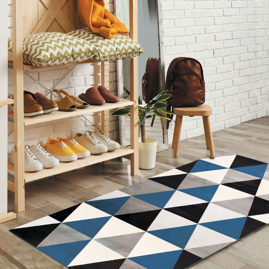Tapis salon toucher laineux motif triangles  GEO SCANDI