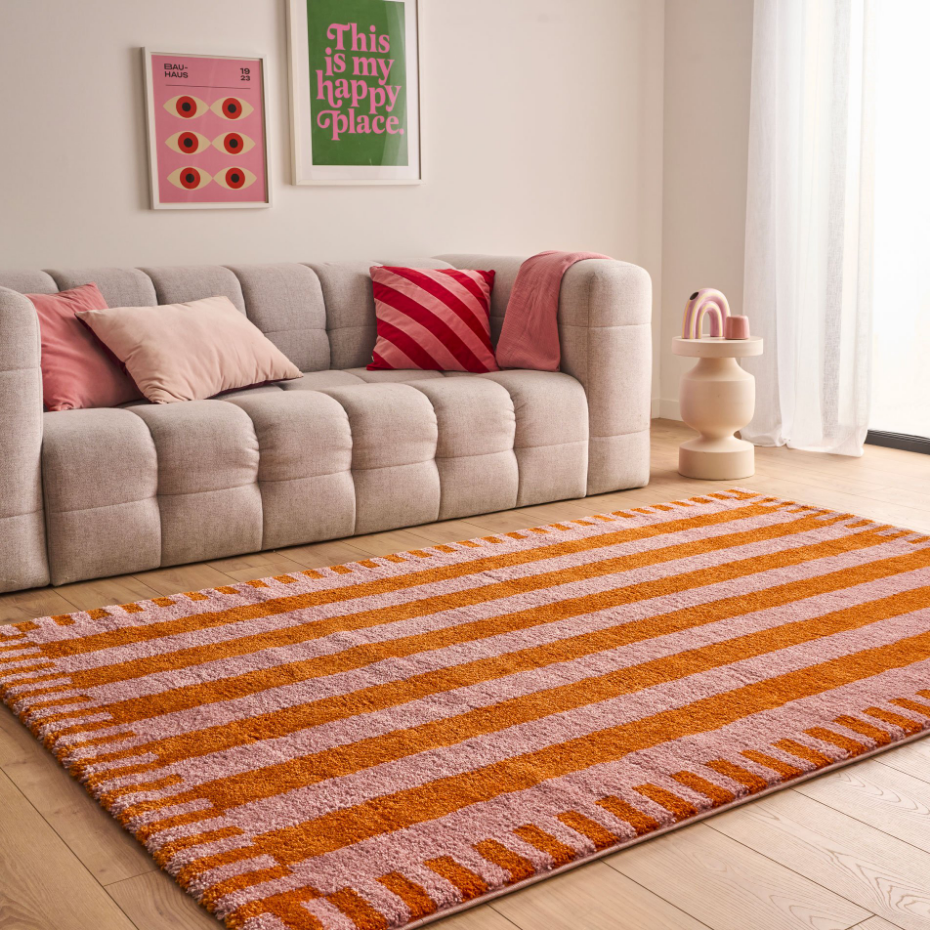 Tapis de salon vintage à rayures GROOVY