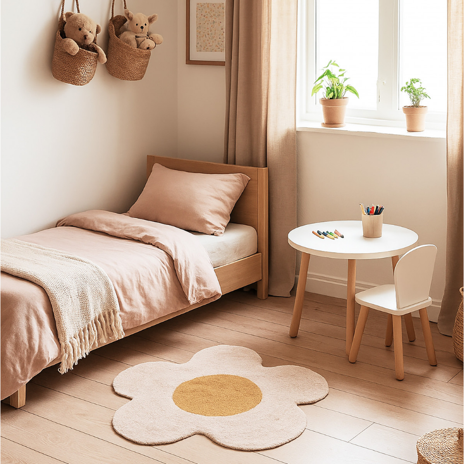 Tapis marguerite enfant en coton tufté FLEUR