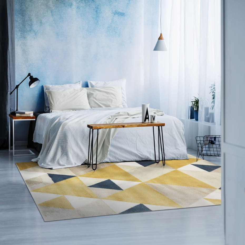 Tapis salon toucher laineux motif triangles  GEO SCANDI