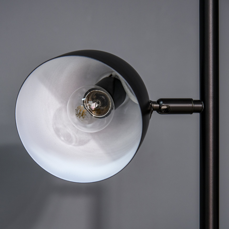 Lampadaire design industriel 3 abats-jours orientables acier noir