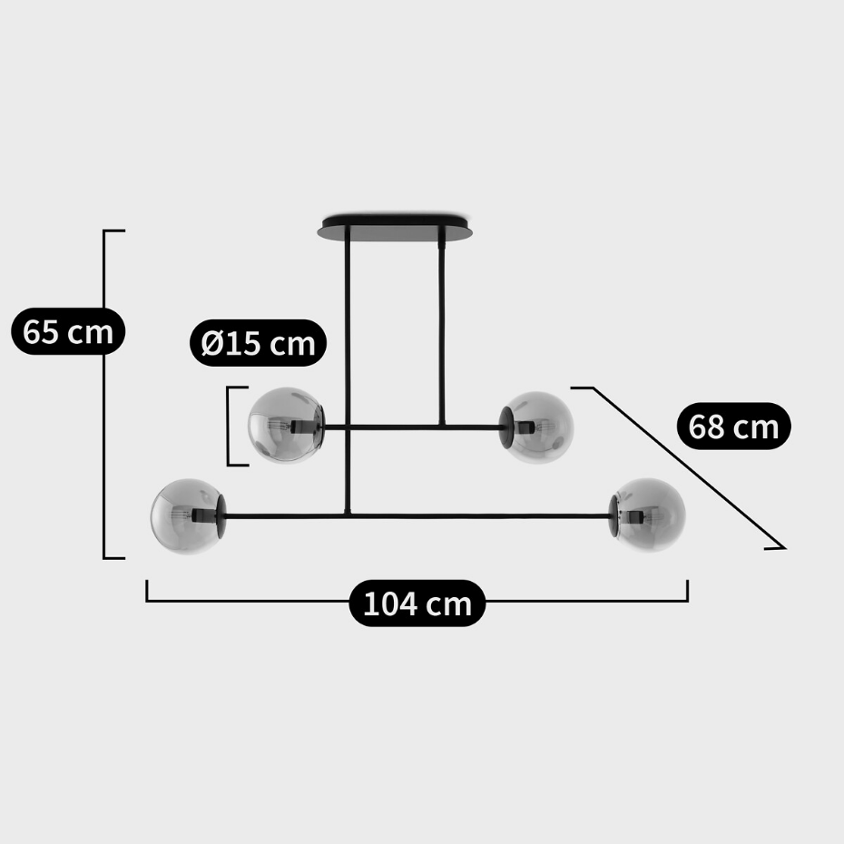 Suspension métal acier et verre fumé, Atea