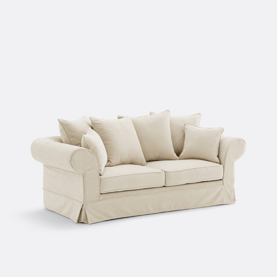 Canapé droit, convertible, 2 ou 3 places, en polyester chiné, ADELIA