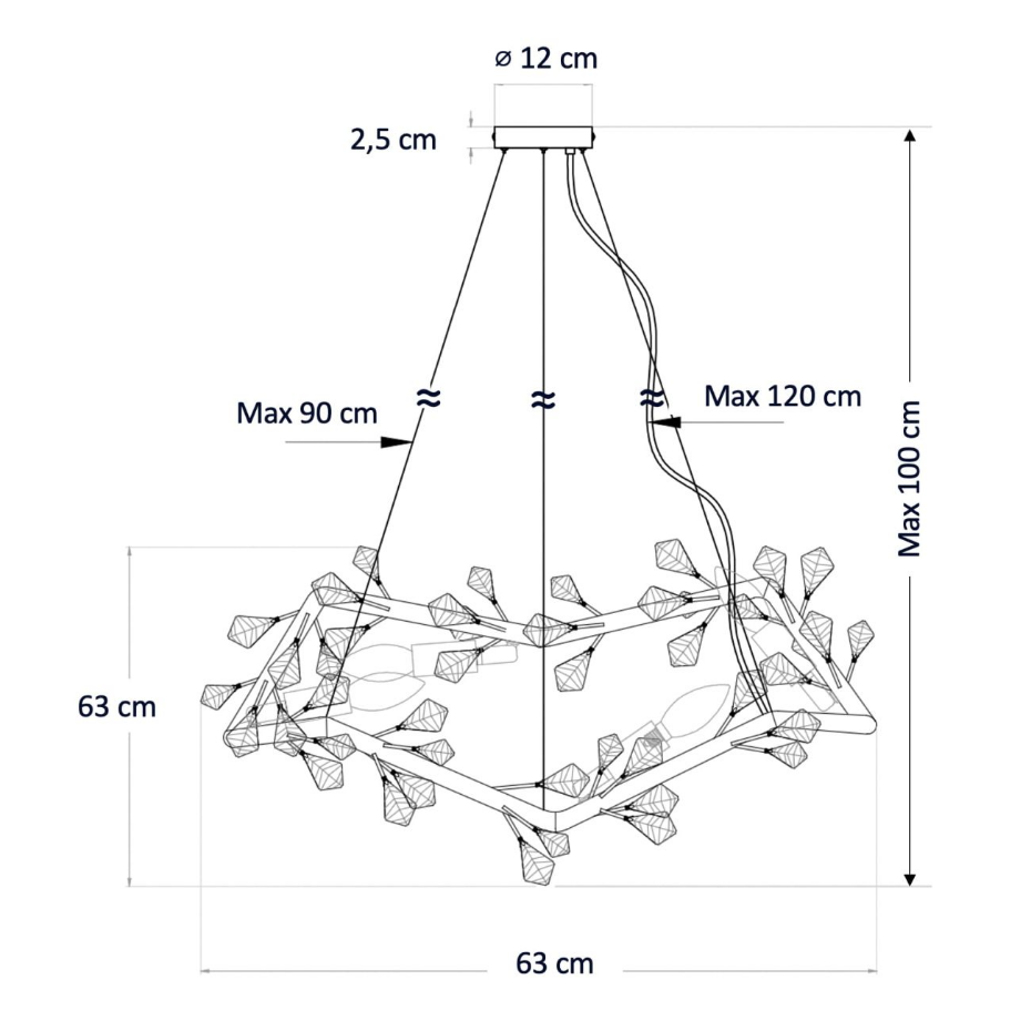 Suspension avec feuillage cristal - SOLARANA