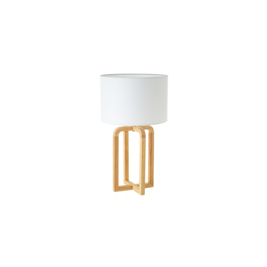 Lampe à poser chêne et abat-jour blanc - 30x30x52cm