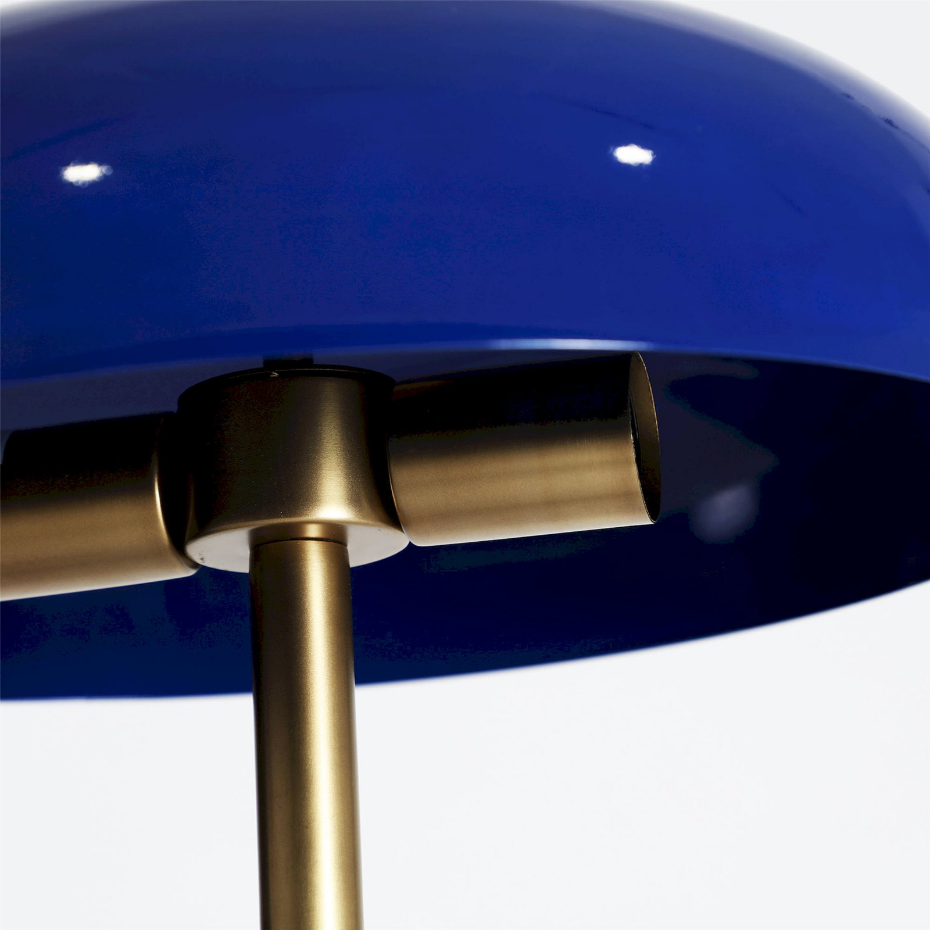 Lampe sur pied contemporaine finition bleue et dorée brillante