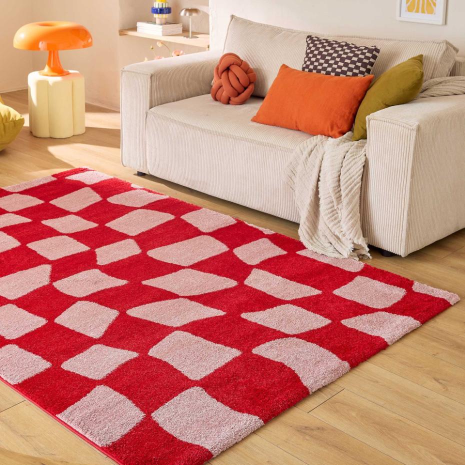Tapis de salon vintage 70’s damier GROOVY