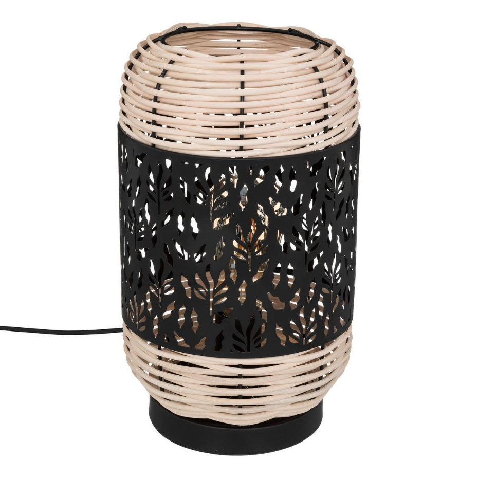 Lampe cylindre rotin et métal COSY