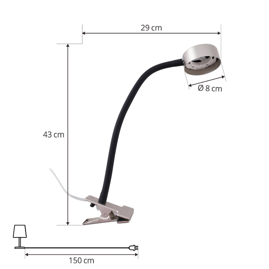 Lampe à pince en métal moderne, Jyla