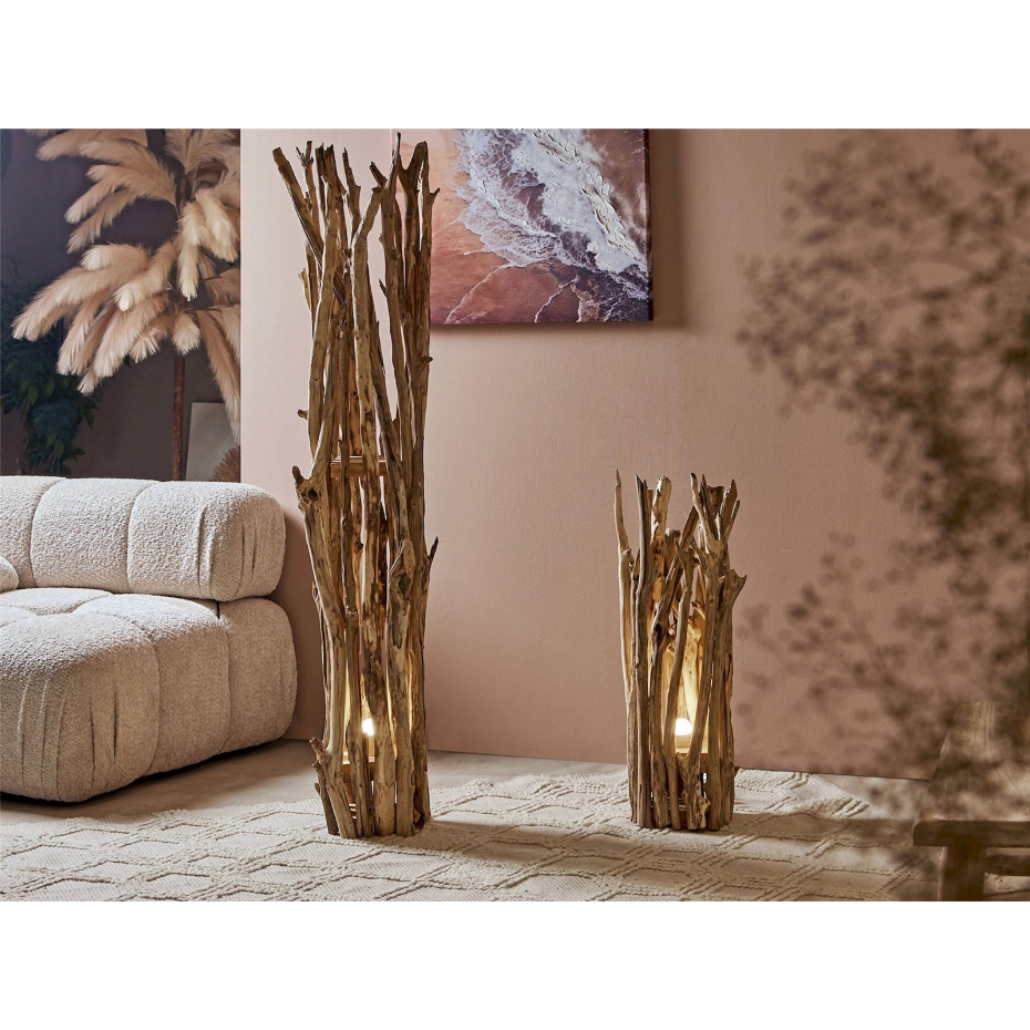 Lampadaire en bois de châtaignier format carré