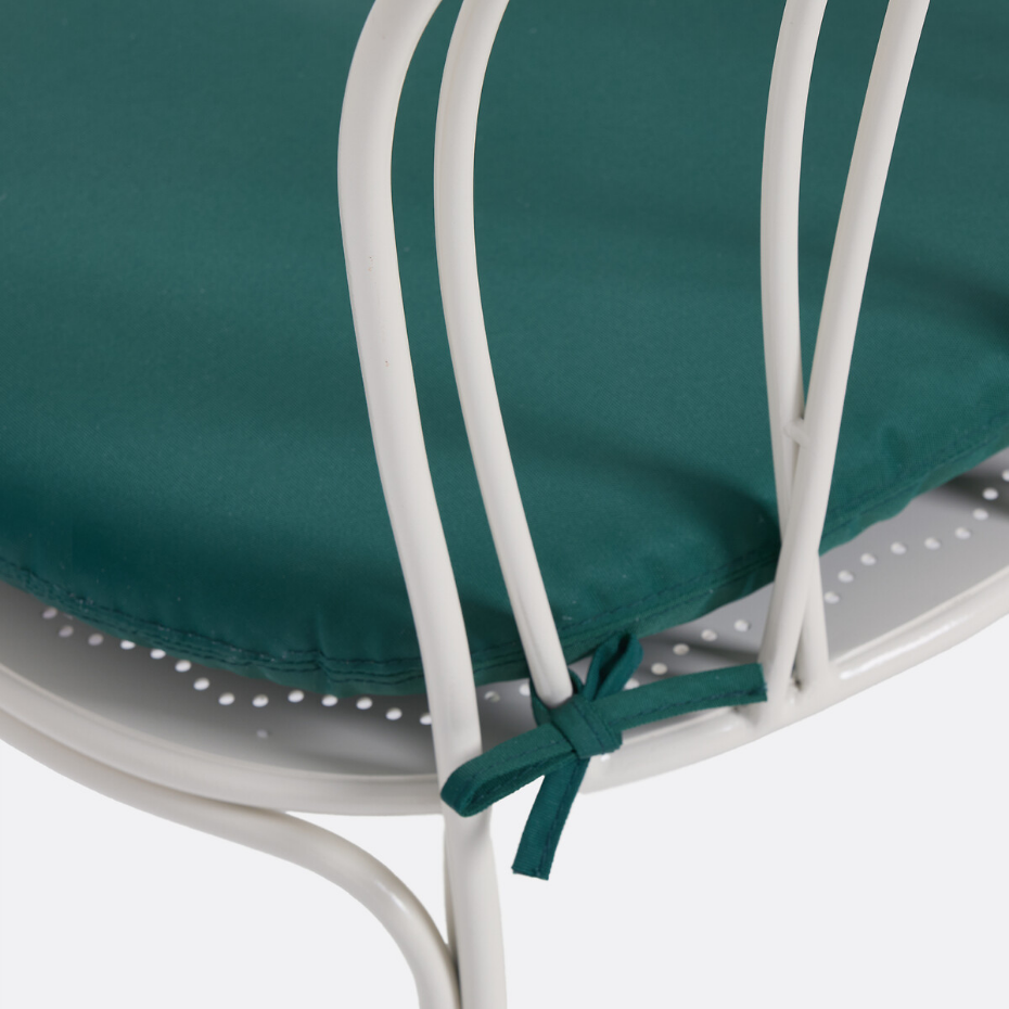 Lot de 2 chaises de jardin, en métal acier, avec coussin, LACOMO