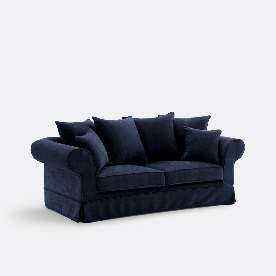 Canapé droit, convertible, 2 ou 3 places, en polyester chiné, ADELIA