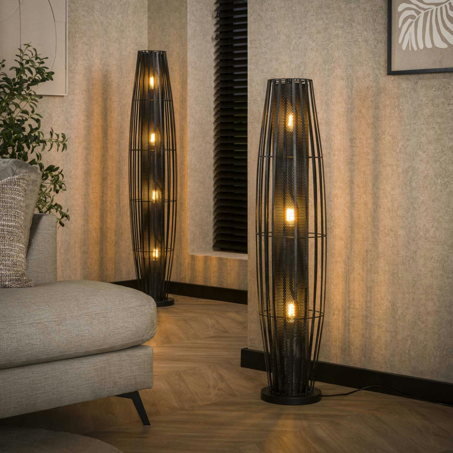 Lampadaire design avec cylindre en métal perforé 120 cm RALF