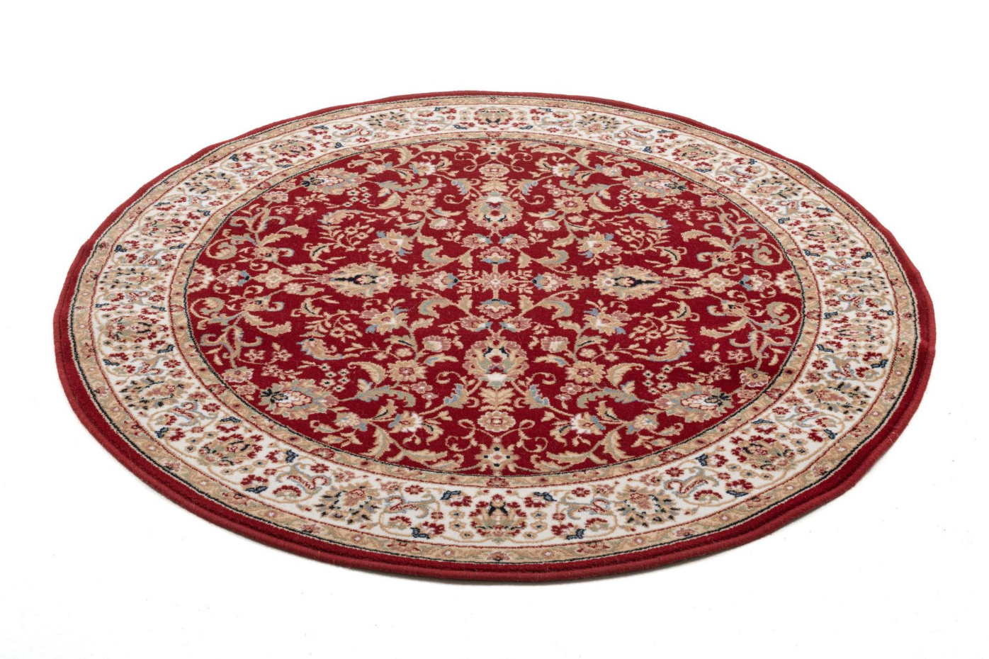 Tapis d'orient floral Dolna tissé, laine, rond