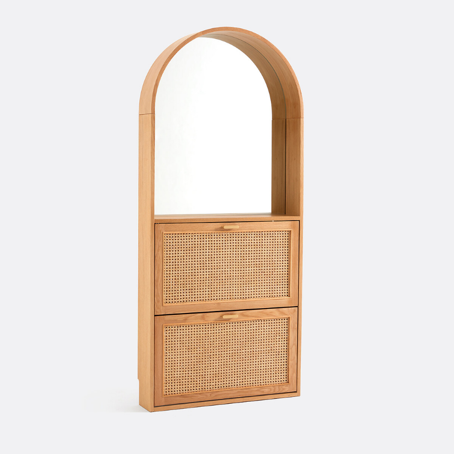 Armoire à chaussures, jusqu'à 8 paires, avec 2 abattants et miroir, MATHEO