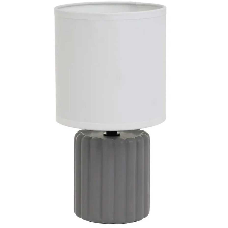 Lampe à poser céramique gris et abat-jour blanc 13x13x24cm