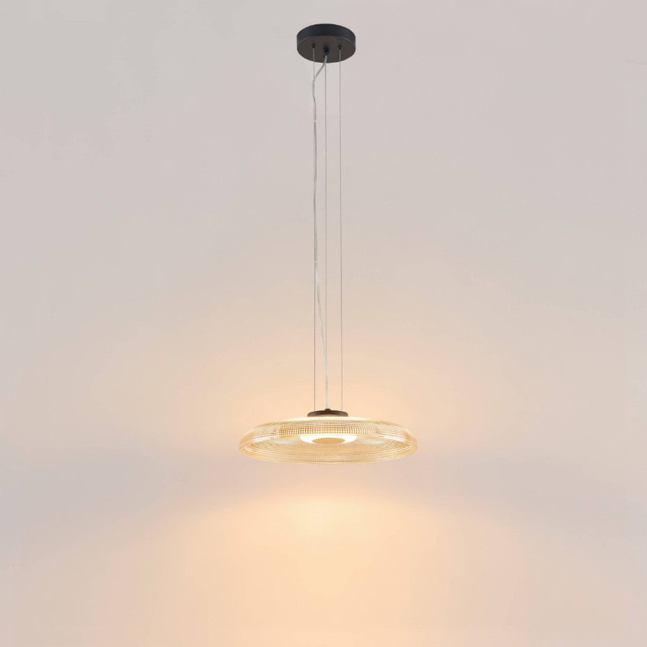 Plafonnier rond verre ambré - OSSARA