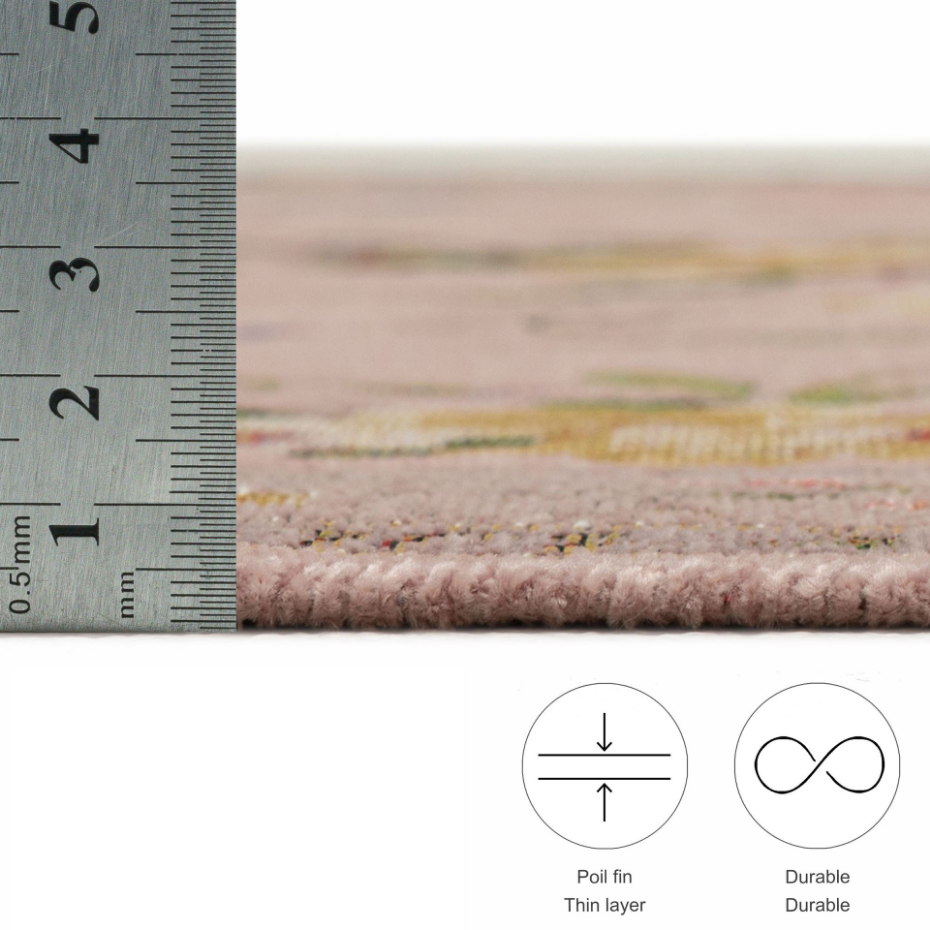 Tapis floral tissé à la machine avec bordure - Flomi