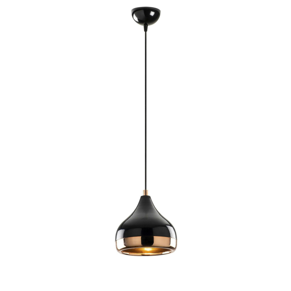 Suspension moderne laquée noire et cuivre, forme goutte SILE