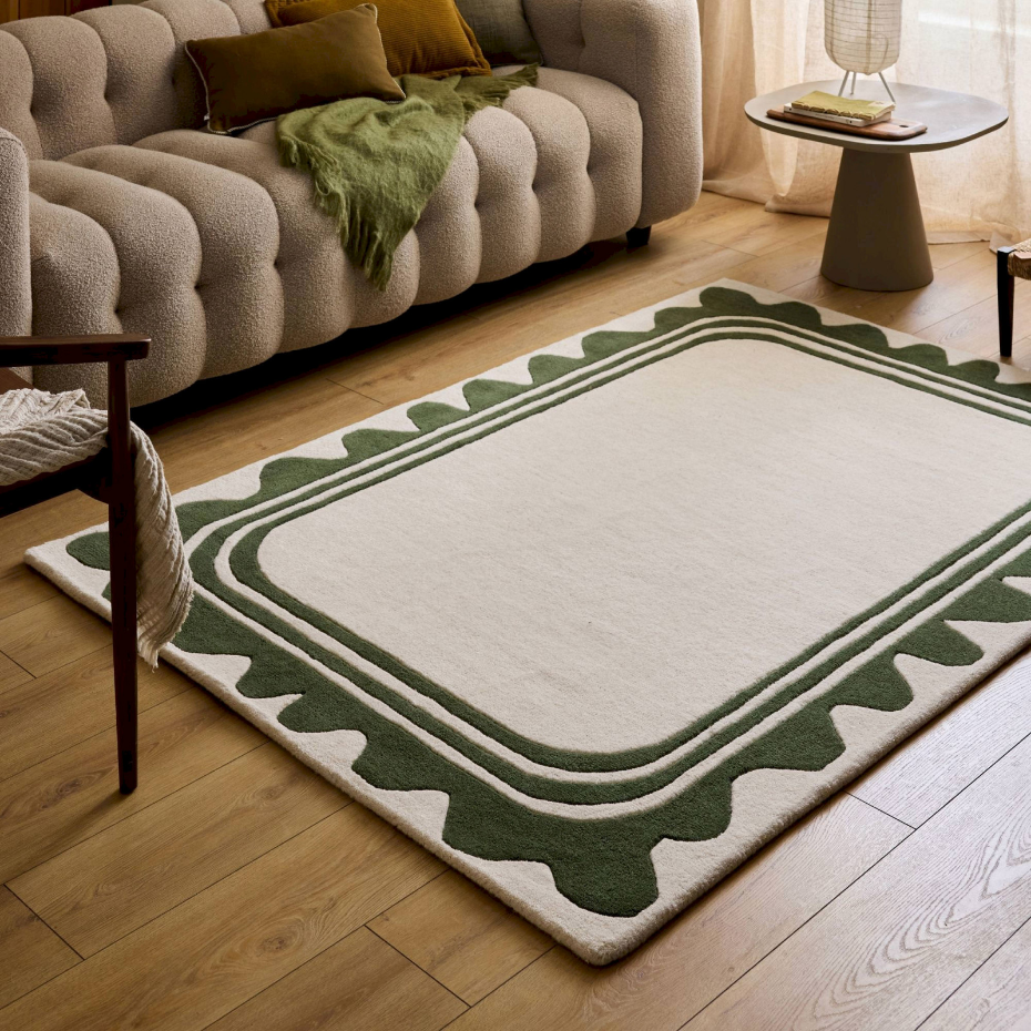 Tapis rectangulaire en laine et coton Cèdre