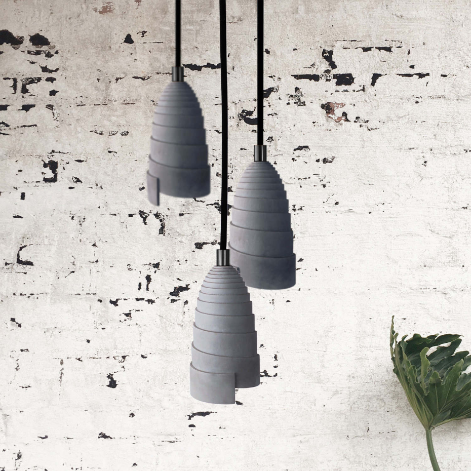 Lot de 3 suspensions béton - FLANELLE TRIPLE