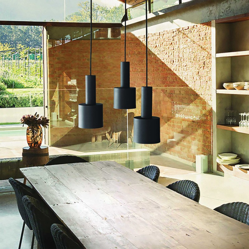 Suspension Holly Métal Noir 3 Lampes