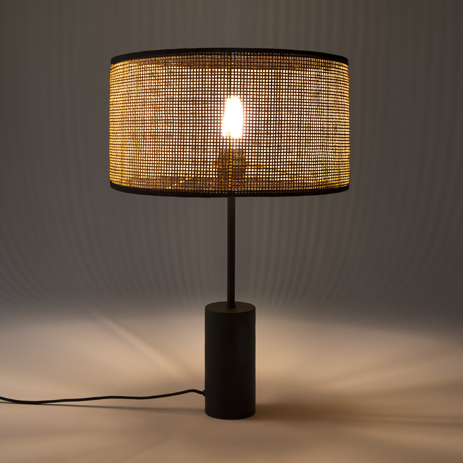 Lampe à poser métal fer et cannage, Cara